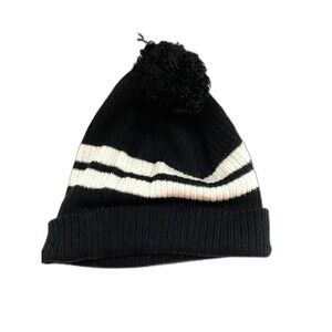 Charlotte Russe Knitted Pom Pom Beanie Stripe White Black Nice Warm snow Cold